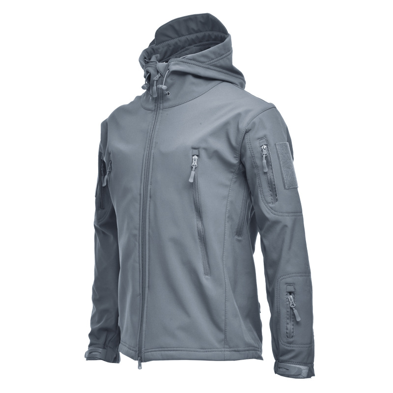 Windbreak Shell Jacket - 5XL 6XL メンズロシア迷彩フリース防水ソフトシェル防風冬のフード付きジャケット狩猟スーツウインドブレーカーカーディガン