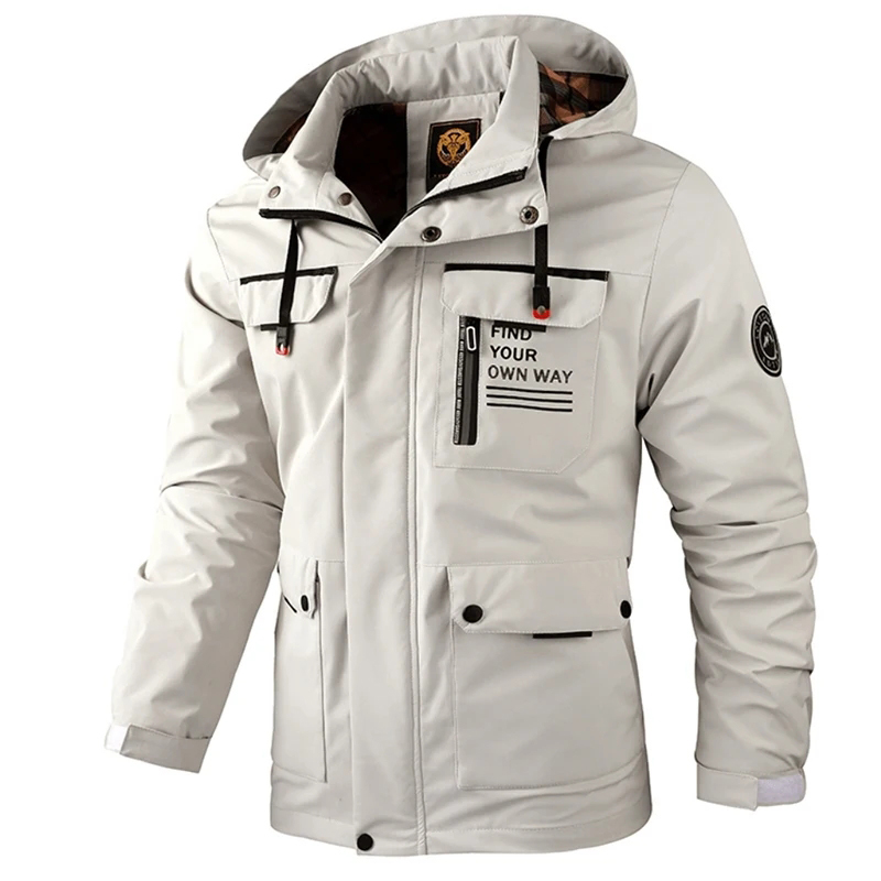 Windbreak Shell Jacket - 秋のメンズウインドブレーカーフード付きジャケット男性防水アウトドアスポーツソフトシェルコート衣類男性ハイキングマウンテンスキージャケット