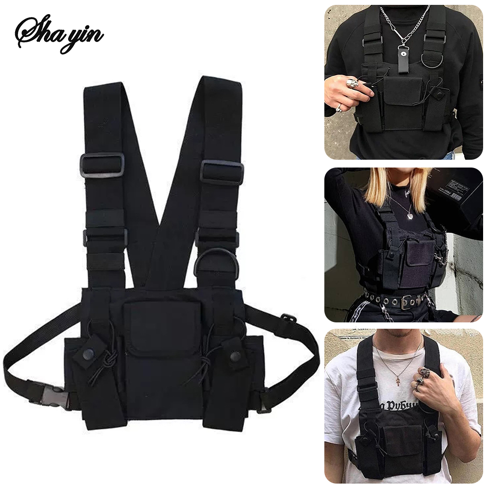 Street Fashion Baggy - 機能的なタクティカルチェストバッグ レディース ファッション バレット ヒップホップ ベスト