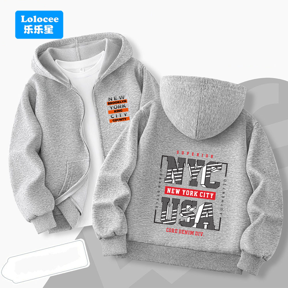 Street Fashion Of New York - ニューヨーク USA レター ボーイズ フード付きジャケット 春秋