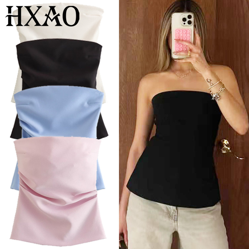 Street Fashion Youtube - HXAO コルセットチューブトップ レディース サマー2025 ファッション タンク＆キャミソール