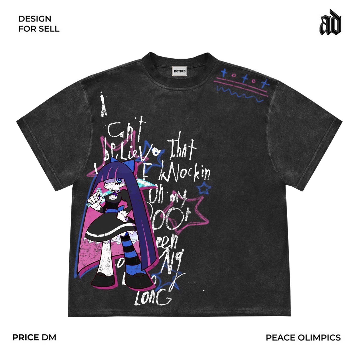 Street Fashion Clothes - 新しい ‌ ‌ パンティ＆ストッキング・ウィズ・ガーターベルト プリントかわいいアニメ半袖原宿スタイルストリートウェアTシャツトップス