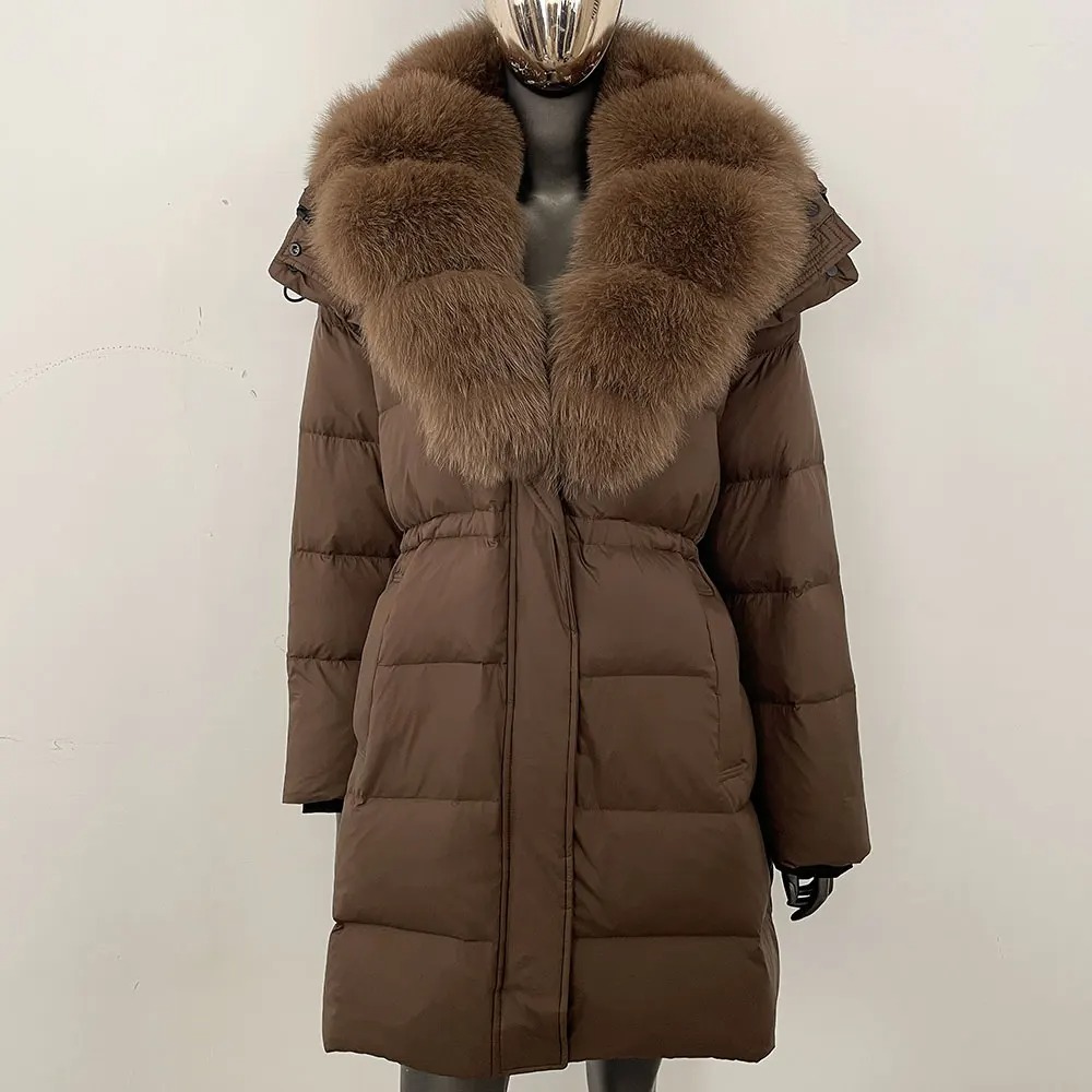 Street Fashion Official - リアルファージャケットファッションフード付き天然アライグマ毛皮コート大きいサイズ女性ストリートパファージャケット取り外し可能女性用冬用ダックダウンジャケット