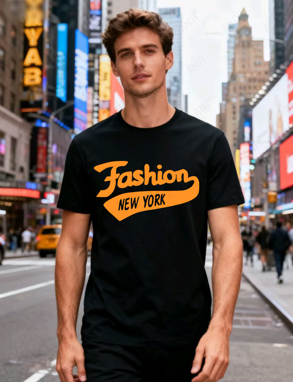 Street Fashion Of New York - ニューヨークストリートスタイルレタープリントTシャツルーズカジュアルデイリーカップルスタイルラウンドネック半袖ピュアコットントップ
