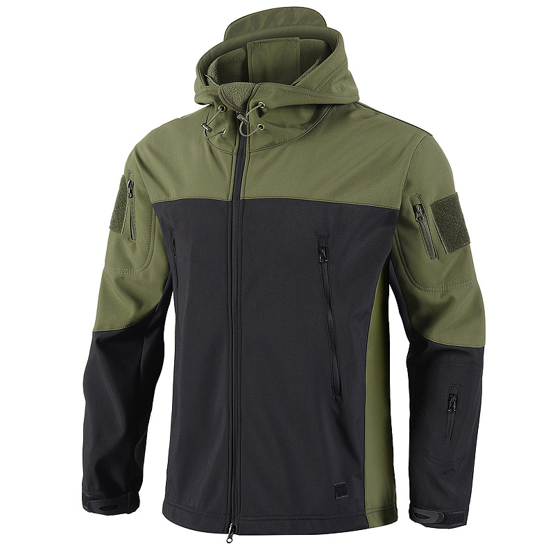 Windbreak Shell Jacket - メンズソフトシェルタクティカルジャケット,マウンテンスキー用防水コート,ウインドブレーカー,暖かいジッパー付きフード付きジャケット,春と秋
