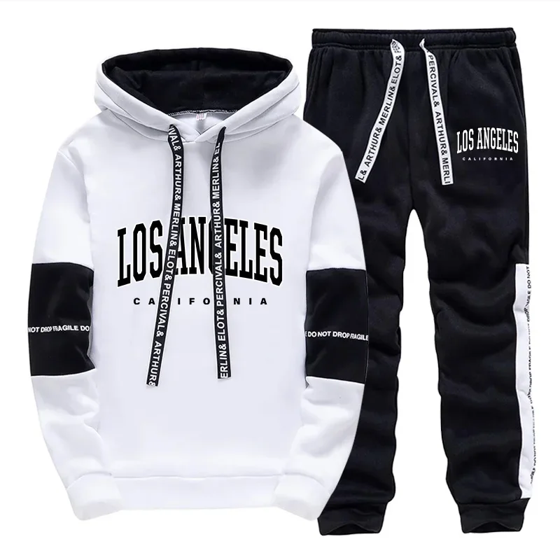 Street Fashion Us - 2026年メンズファッショントラックスーツ カジュアルフード付きスウェットシャツ アウトドアスポーツジョギング メンズウェア デイリーストリート シングルフーディーパンツ