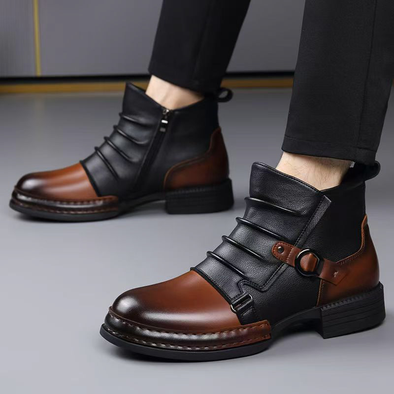 秋冬レトロアンクルブーツ男性のためのファッションカジュアルサ - Street Fashion Male のレビューと価格
