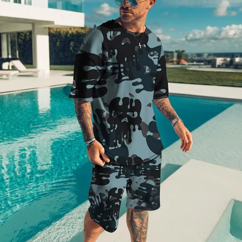 おしゃれなメンズスポーツウェア、夏のビーチ向け半袖3Dプリン - Street Fashion Clothes のレビューと価格