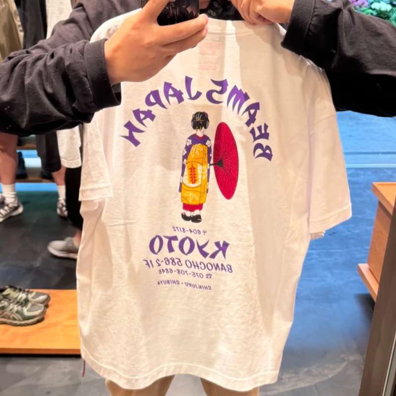 日本東京ストリートコットンファッションビームズTシャツ白い着 - Street Fashion Tokyo のレビューと価格