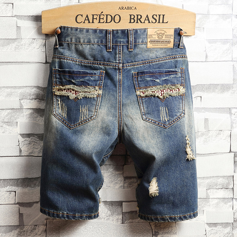 破れたヒップホップデニムショートパンツメンズサマーファッショ - Street Fashion Outfit のレビューと価格