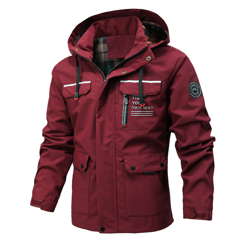 秋のメンズウインドブレーカーフード付きジャケット男性防水アウ - Windbreak Shell Jacket のレビューと価格