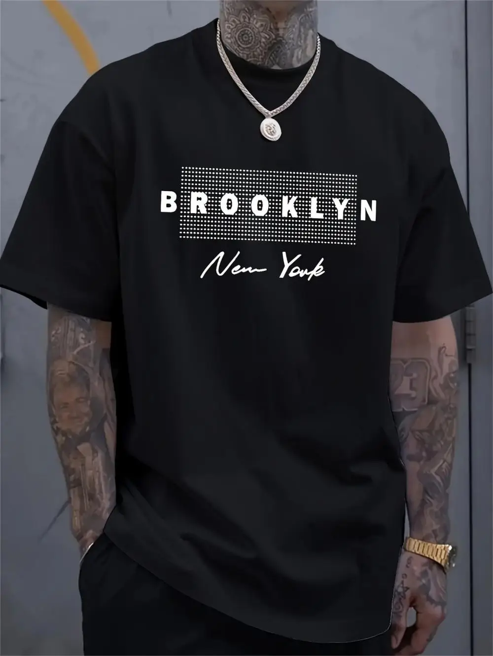 メンズニューヨークレタープリントTシャツ夏カジュアルラウンド - Street Fashion Of New York のレビューと価格