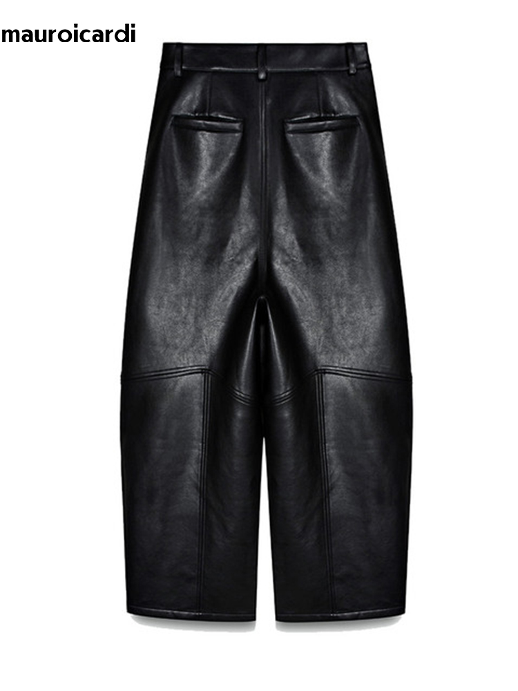 Mauroicardi 春秋クールロングだぶだぶの黒 Pu  - Street Fashion Baggy のレビューと価格