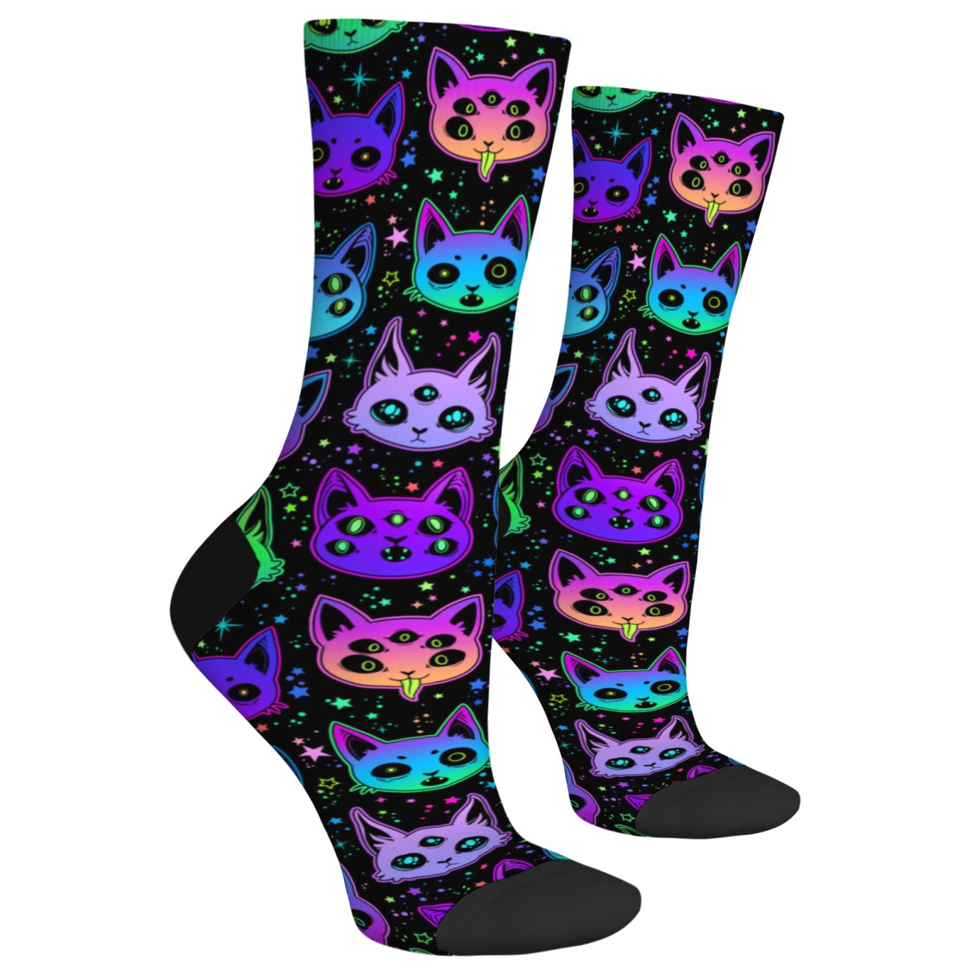 ファンタジー悪魔猫ノベルティ面白い靴下快適な通気性ノンスリッ - Street Fashion Youtube のレビューと価格