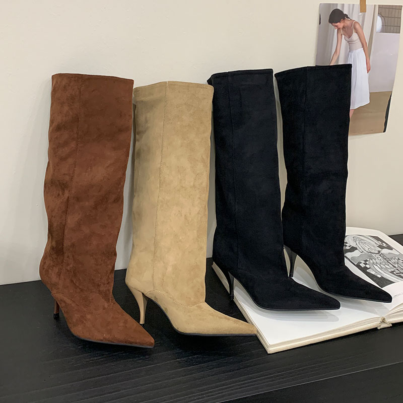 秋冬ファッション ニーハイブーツ ポインテッドトゥ ピンヒー - Street Fashion Lady のレビューと価格