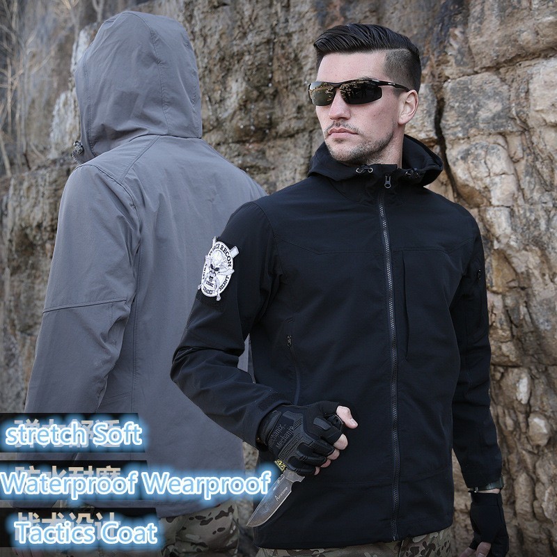 男性用防水フード付きコート,屋外ウインドブレーカー,暖かいソ - Windbreak Shell Jacket のレビューと価格