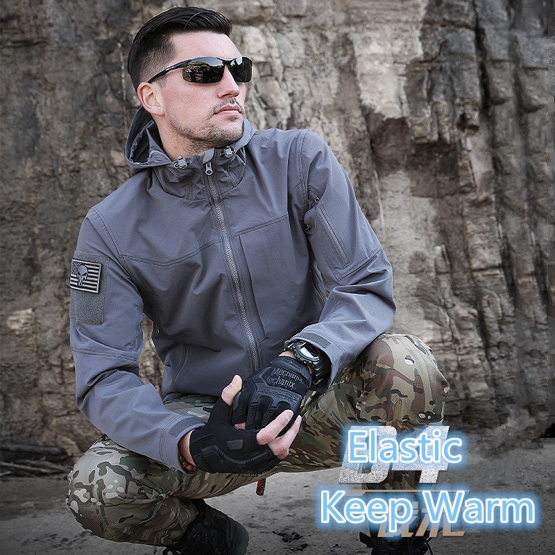 男性用防水フード付きコート,屋外ウインドブレーカー,暖かいソ - Windbreak Shell Jacket のレビューと価格