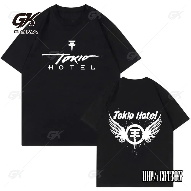 ロックバンド東京ホテルモノグラムプリント Tシャツ夏ストリー - Street Fashion Tokyo のレビューと価格