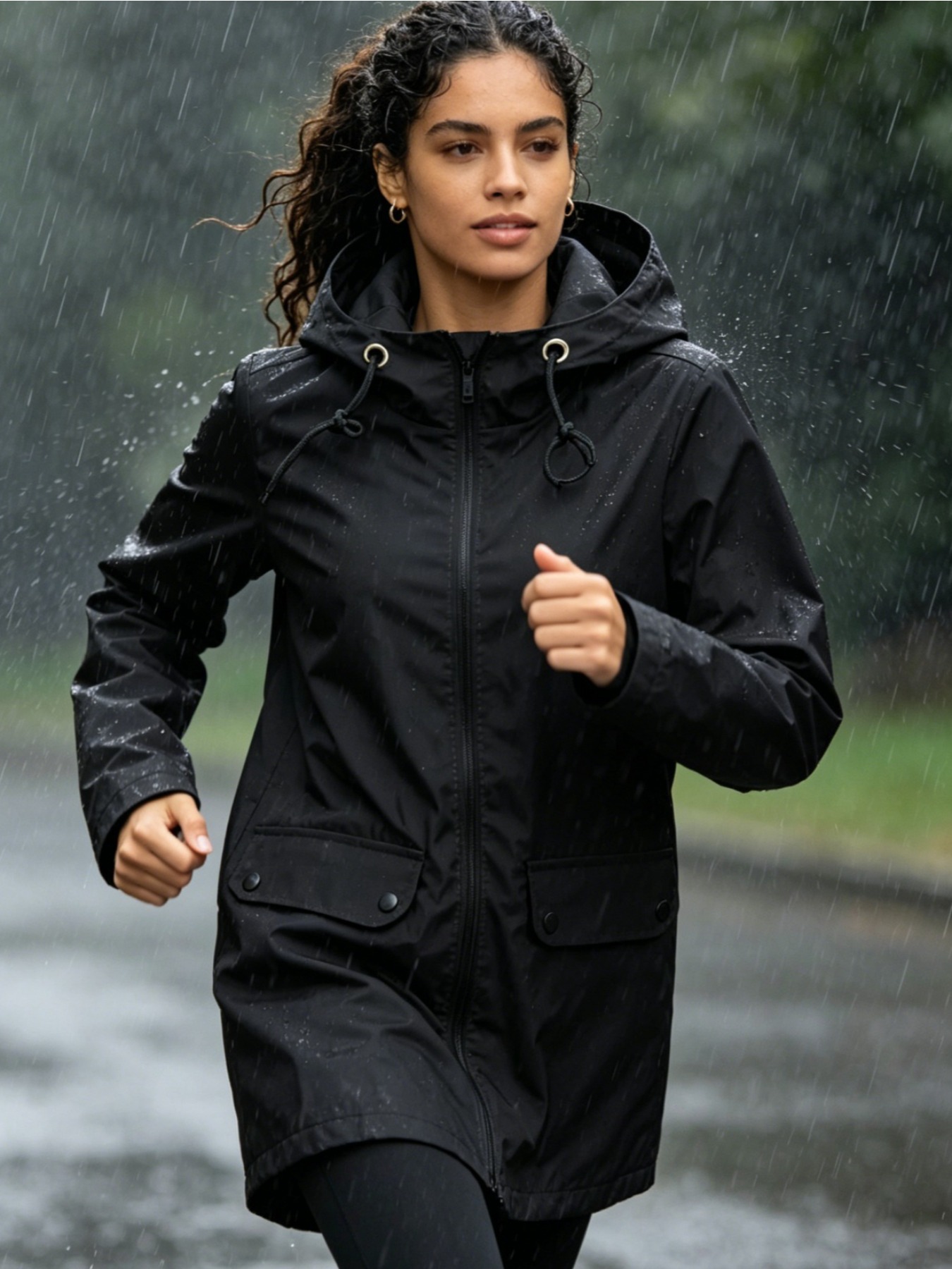 女性用軽量防水レインシェル、フード付きジッパー付きジャケット - Windbreak Shell Jacket のレビューと価格