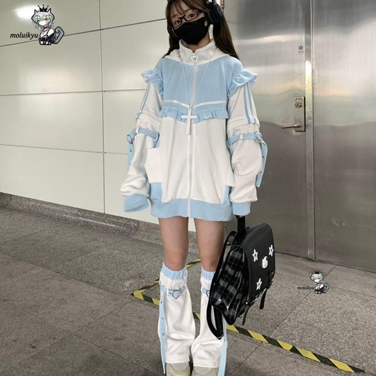 Y2K カワイイ猫耳パーカー レディース ピンク ブラック  - Street Fashion Female のレビューと価格