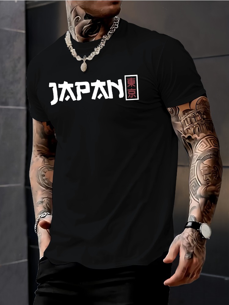 男性用半袖クルーネックTシャツ 日本 東京 漢字プリント 薄 - Street Fashion Guys のレビューと価格
