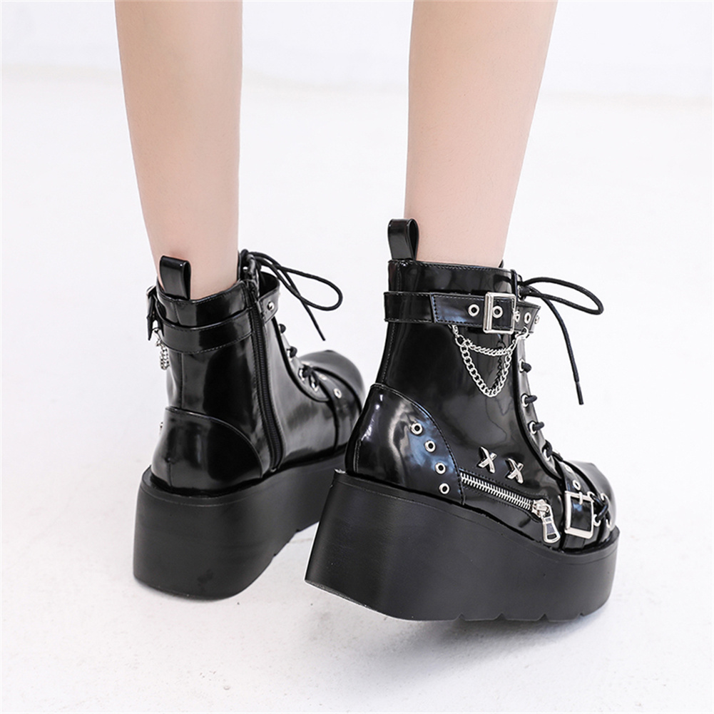 女性の足首の靴,ファッショナブルなバックル,ジッパー,パンク - Street Fashion Female のレビューと価格