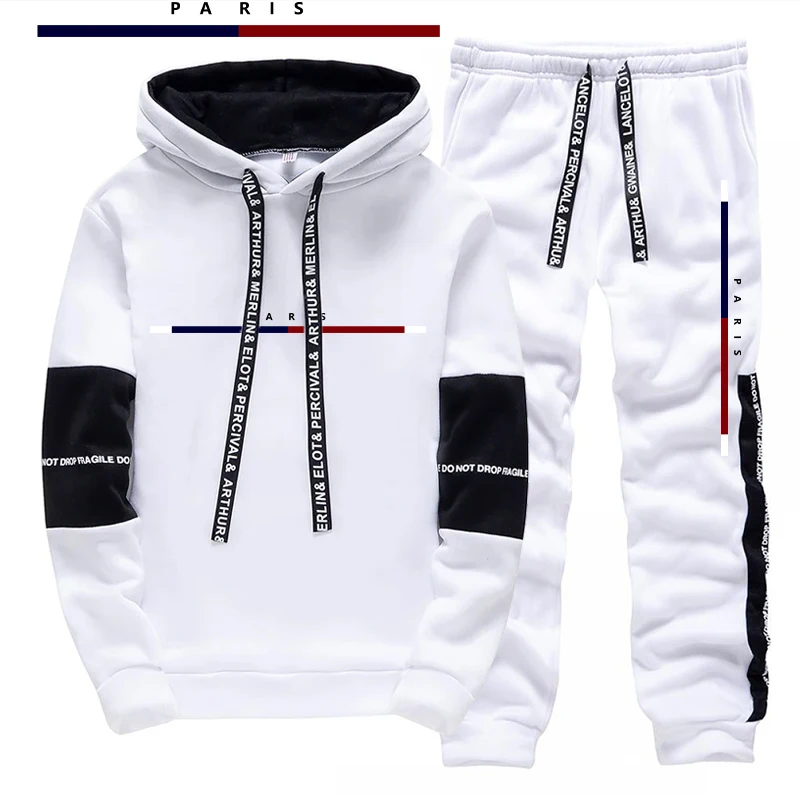 パリファッションプリントメンズセット/パーカー/パンツ秋のデ - Street Fashion Outfit のレビューと価格